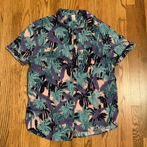 Men’s tropical print short sleeve button down